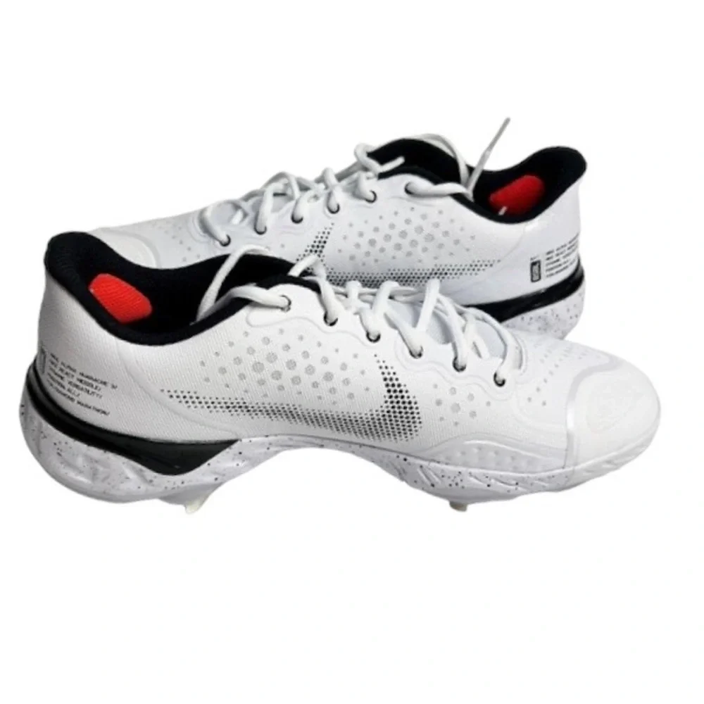 New NIKE Alpha Huarache Elite 3 White Black Metal Spikes Baseball Cleats Mens 14